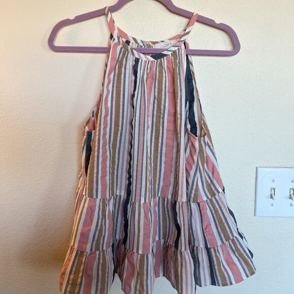 Loft Halter Striped Tiered Babydoll Top - S NWT - Picture 1 of 4